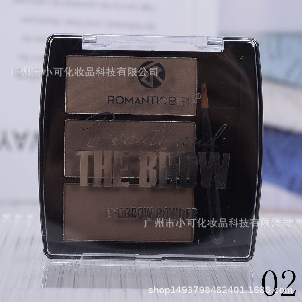 F703 Three-color EYEBROW POWDER is only exported. 【ROMANTIC BIRD】 Multi-color eyebrow powder eyebrow brush Specification drawing
