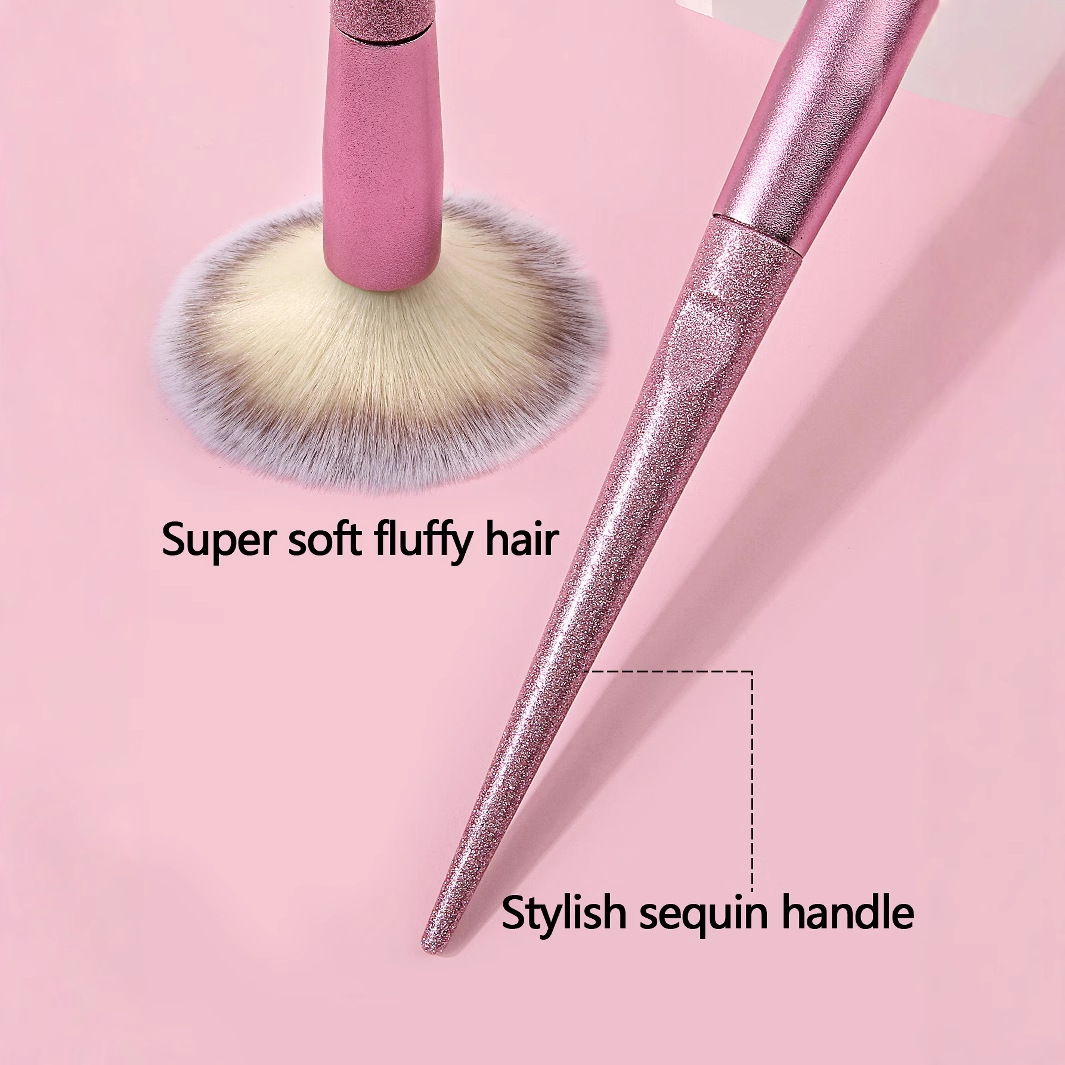 Wholesale of single-tube loose powder brushes, portable soft bristles, high-gloss brushes, blush makeup brushes and facial makeup tools details Picture