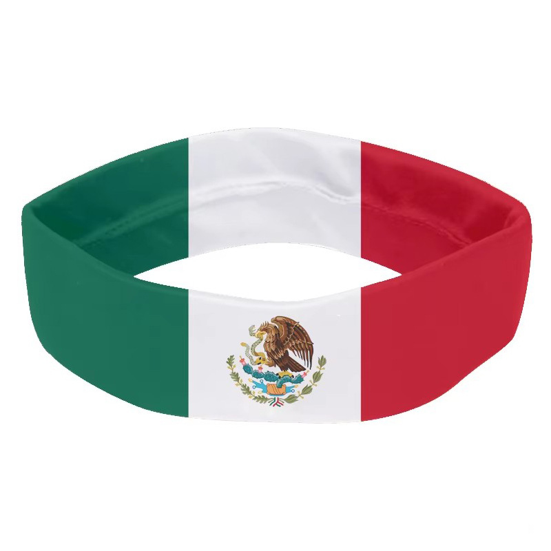 Chuangdong Flag 2026 World Cup Fan Sports headband, Mexican fan cheering Products, Flag Print anti-sweat band Item Picture