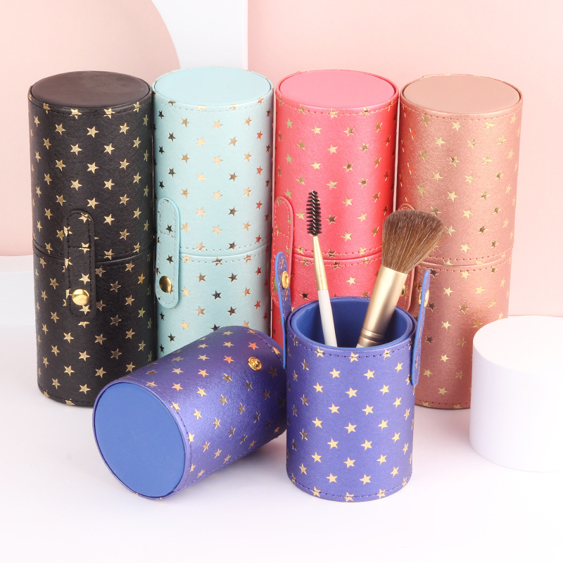 PU makeup brush storage bucket, makeup brush bag, complete set of brush storage box, dust-proof and water-proof beauty tools wholesale full figure