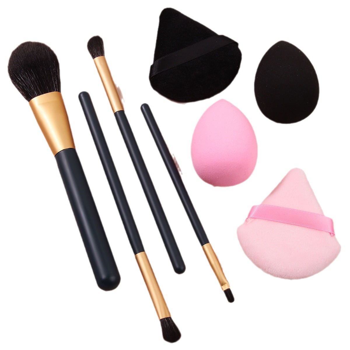 Hot-selling high-quality travel makeup brush set, loose powder brush, blush brush, eyeshadow brush, portable beginner's beauty tools Item Picture