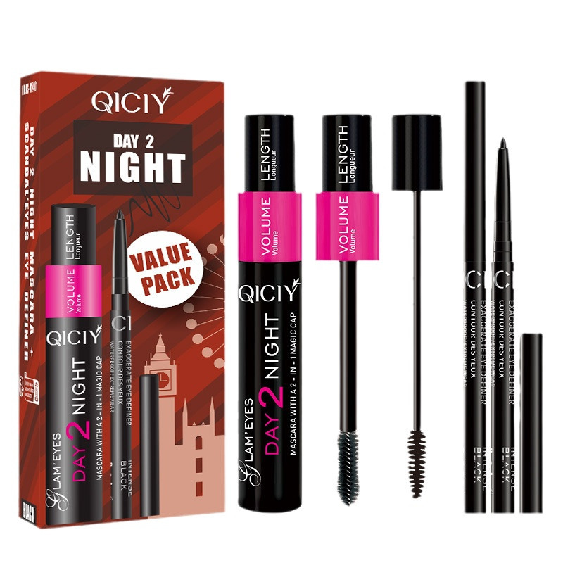 【 Mascara + Eyeliner Pen 】QICIY Cross-border Amazon Best-selling eyelash and eyeliner Set, Eye Makeup set wholesale Item Picture