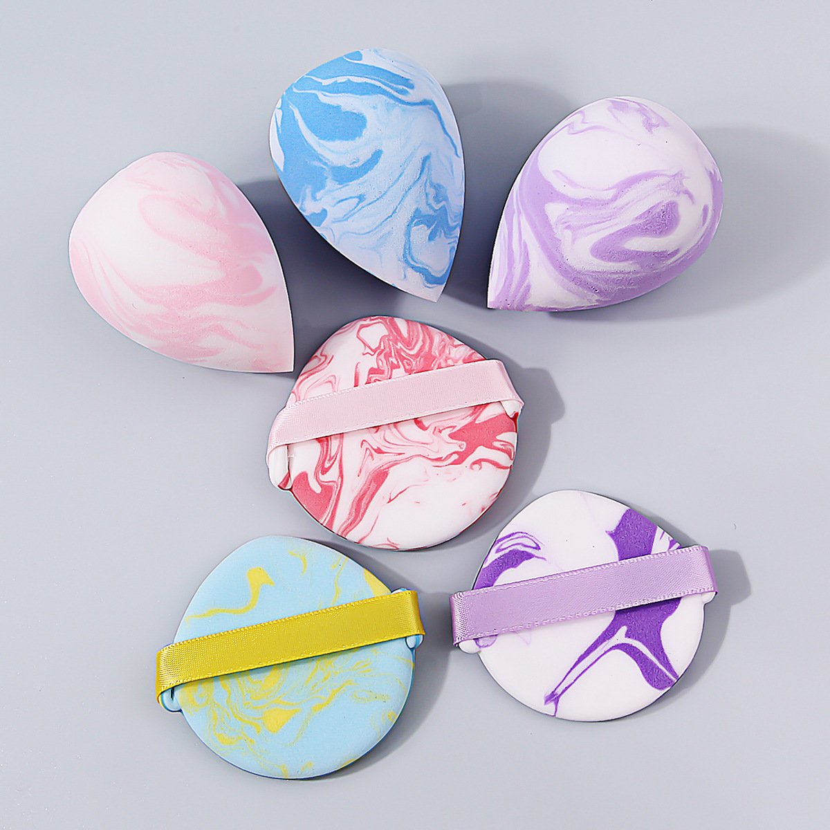 Hot-selling bestseller sponge powder puff beauty egg double-color combination, super soft, powder-free makeup tool, makeup egg in stock wholesale Specification drawing