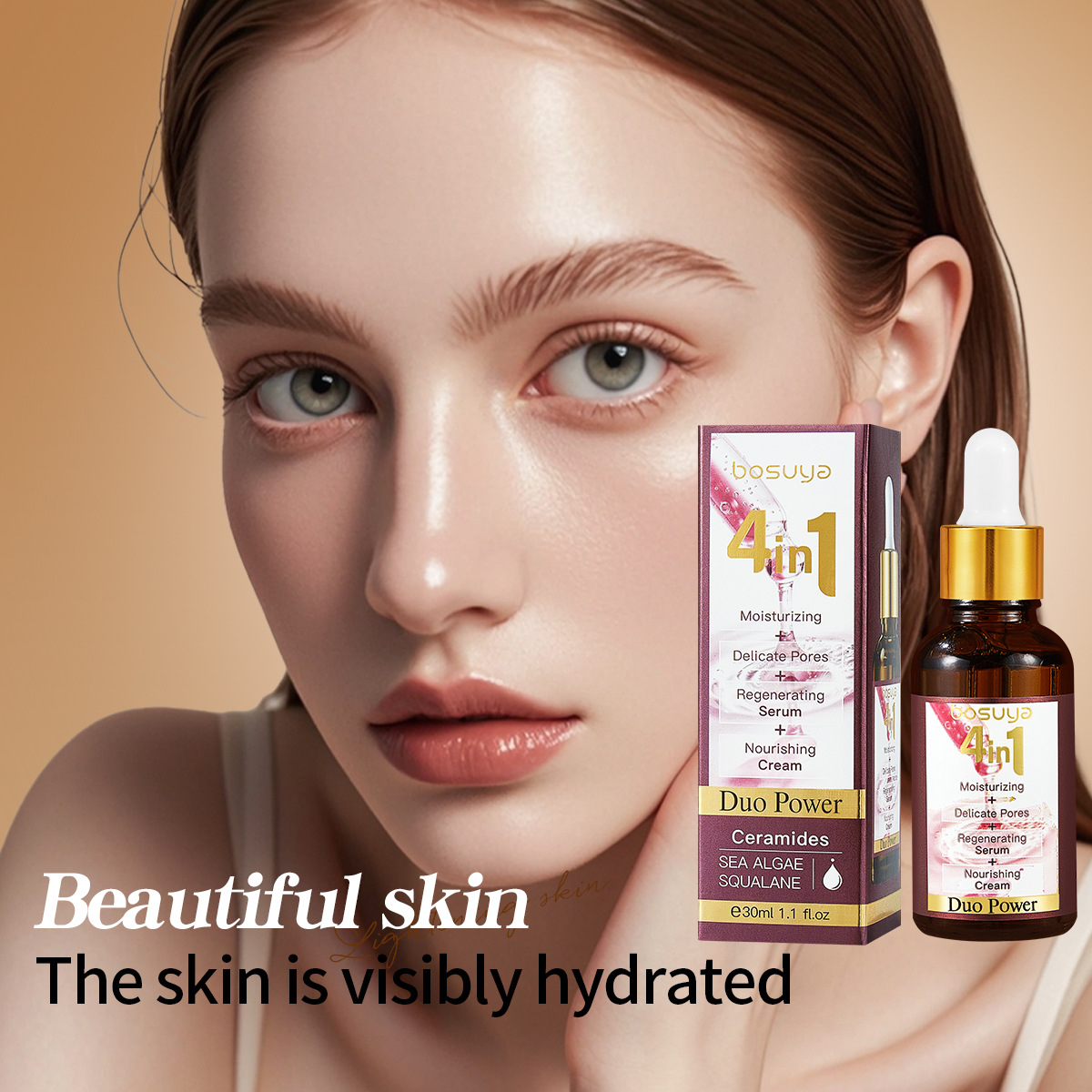 Cross-border foreign trade exclusive supply of BOSUAY Essence 4-in-1 essence serum, Amazon TEMU best-selling skin care products wholesale Specification drawing