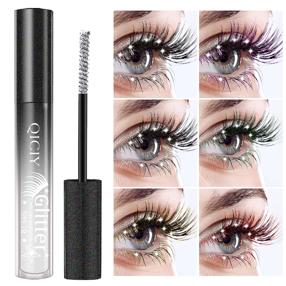 Cross-border exclusive QICIY+ 6-color shiny eyelashes, waterproof, not easy to smudge, long-lasting, thick, curly and styled eyelashes Item Picture