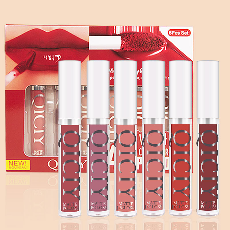 Cross-border exclusive QICI Matte Velvet Lip Gloss Set, Amazon's best-selling new makeup product, non-stick lip gloss Specification drawing
