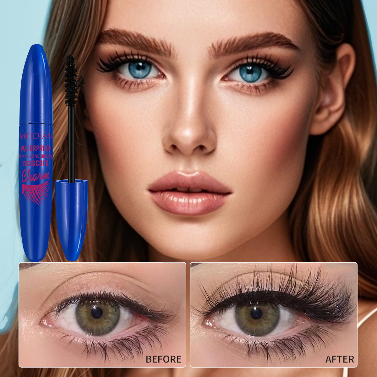 MEIDIAN Cross-border temu's best-selling mascara, light, curly, three-dimensional and waterproof mascara base, is available for wholesale export Specification drawing