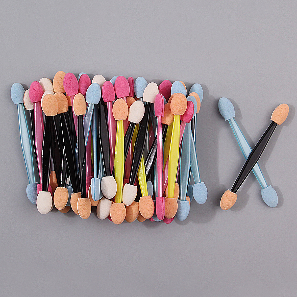 Multi-color mixed nail sponge stick, Aurora Magic Mirror powder applicator, double-head eyeshadow brush, disposable makeup eyeshadow stick details Picture