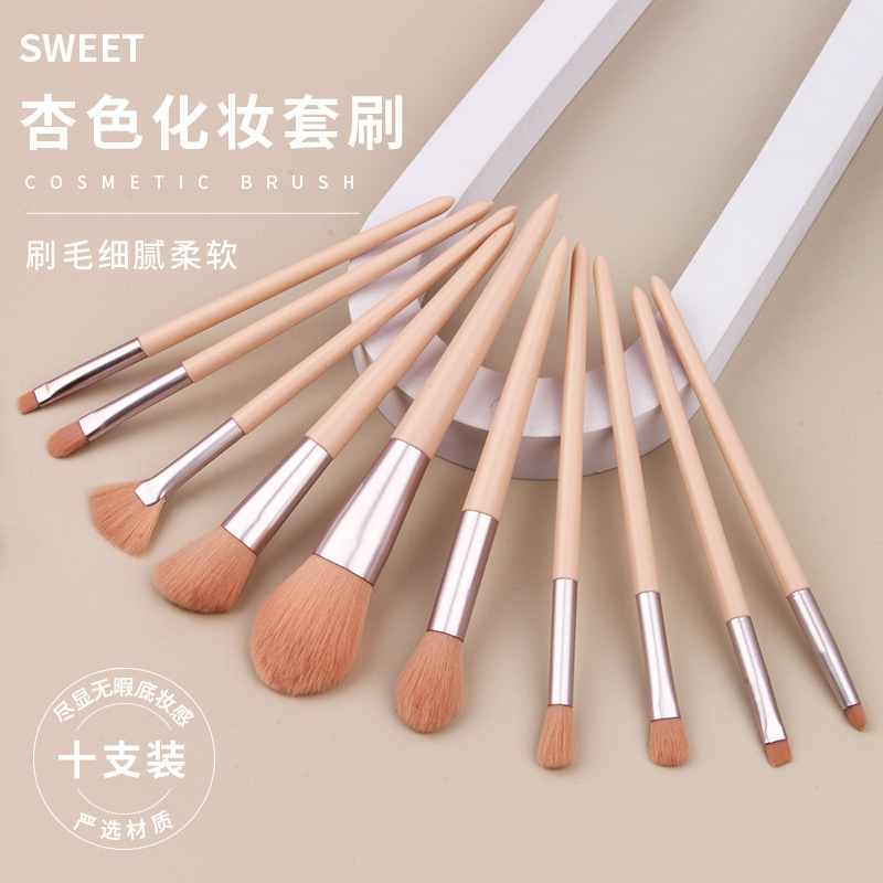 Powder Bridge 10-piece makeup brush set for beginners, full set of eyeshadow brushes, blush brushes, fan-shaped brushes, beauty tools wholesale full figure