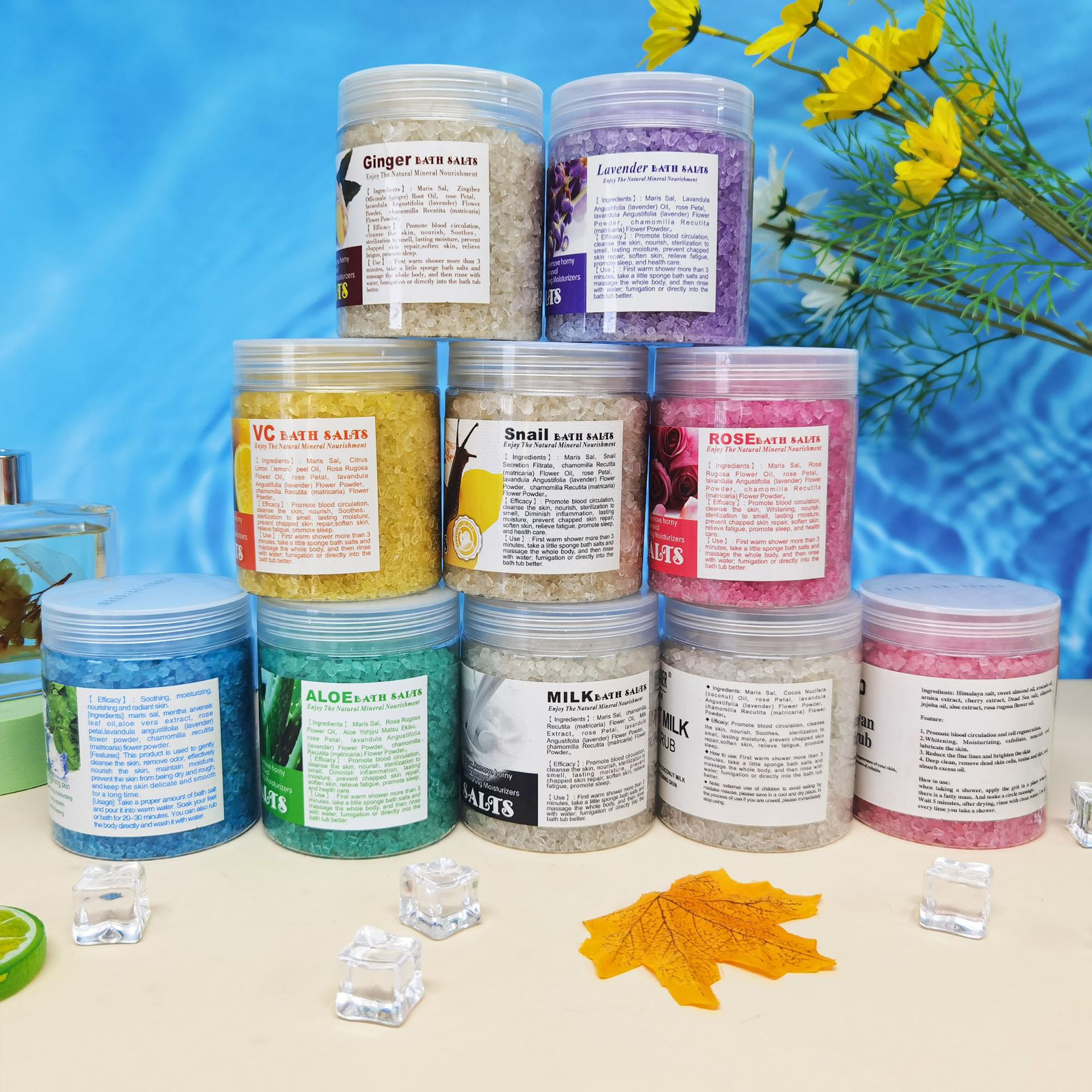 Cross-border exclusive scrub crystal salt, scented bath, coarse salt for exfoliation and chicken skin removal, sea salt for bathing and foot soaking 350g details Picture