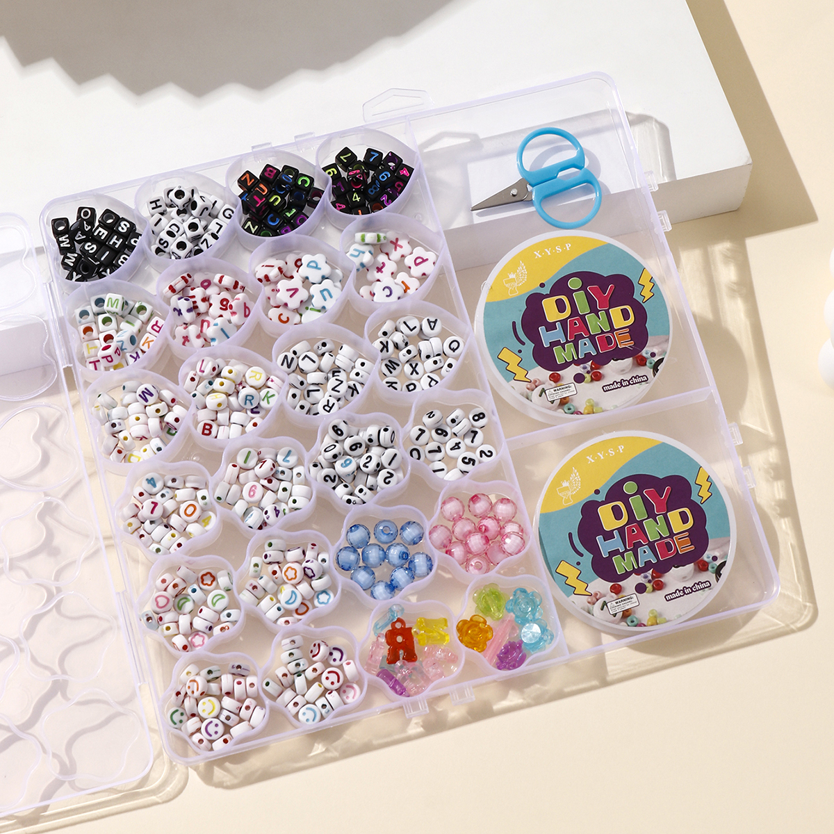 Cross-border chain bead toys, necklaces, bracelets, beads strung together, children's bead stringing, girls' diy handmade set box 1 Specification image