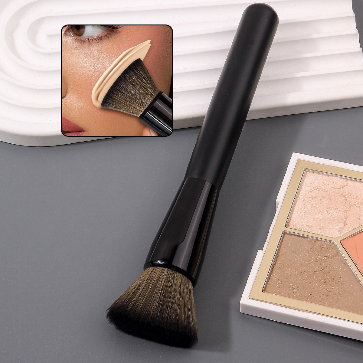 A single flat-head contouring brush, a gray mouse hair contour brush, and a multi-functional facial makeup brush in stock, a cross-border bestseller Specification drawing
