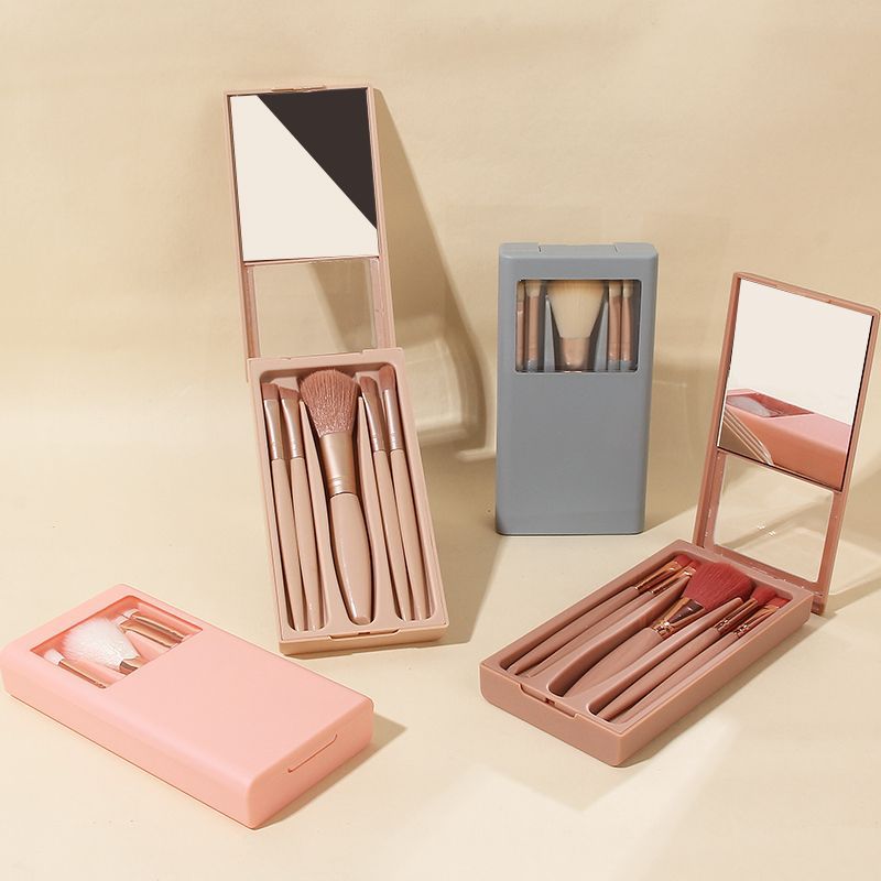 New 5-piece mirror box makeup brush set with window and mirror, portable travel loose powder eyeshadow brush in stock from the manufacturer full figure