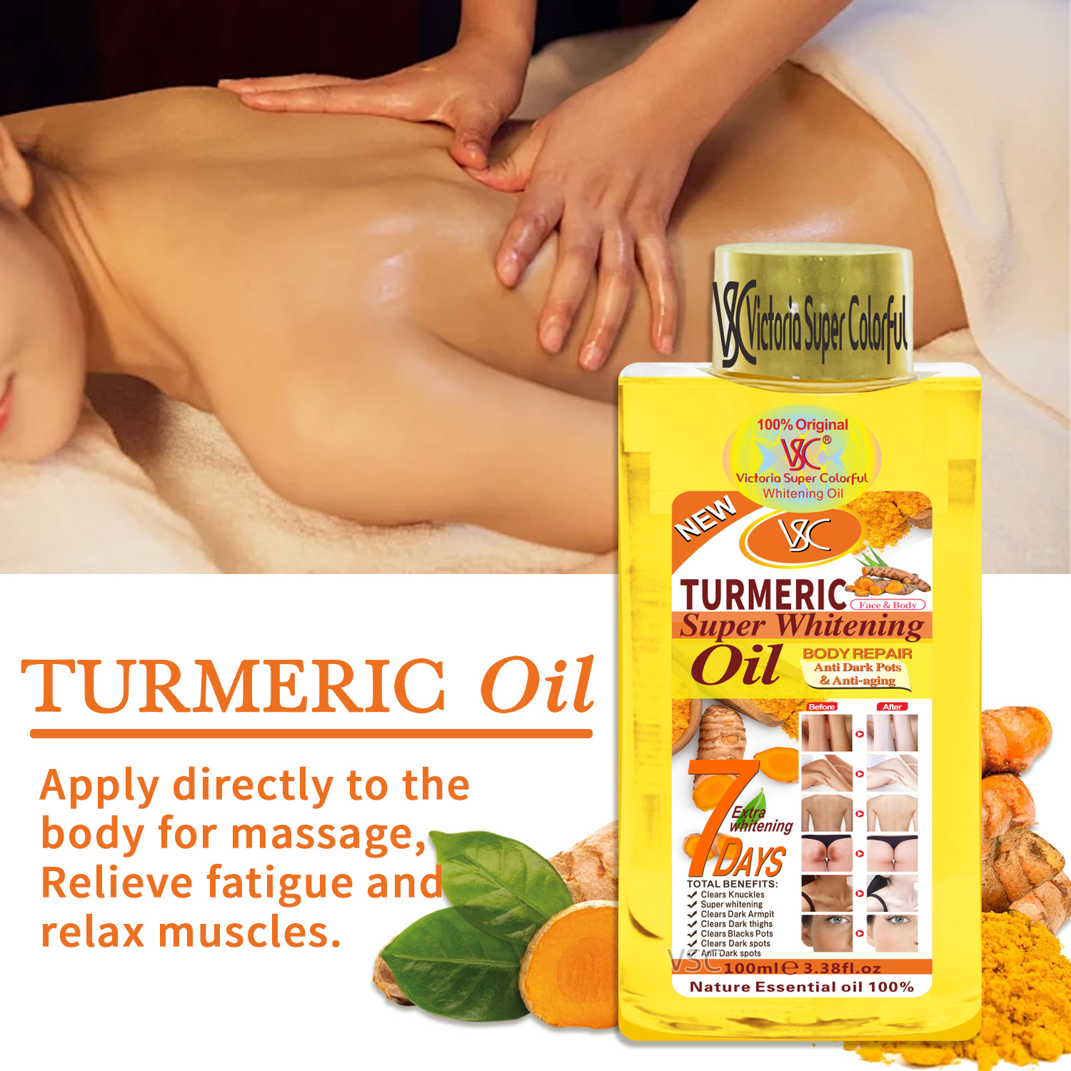 Cross-border Carrot Essential Oil for Facial and Body Hair Care, Papaya Massage Oil for full-body Nourishment, Turmeric essential Oil 100ml details Picture