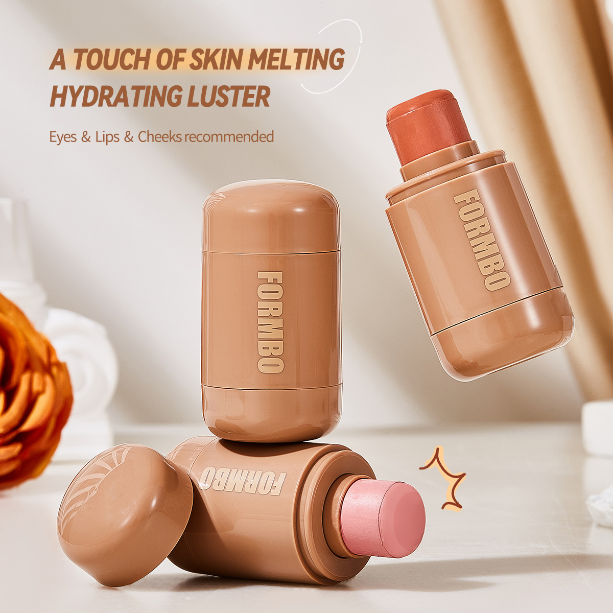 【 Cross-border Exclusive 】FORMBO Blush Stick, Cream and Rouge for eye and Cheek Contouring - Amazon Export Specification drawing