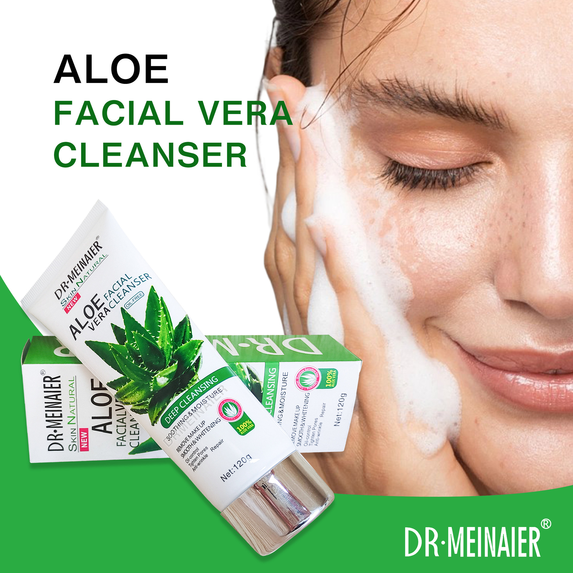 Cross-border exclusive supply of ALOE VERA Facial cleanser, Aloe Vera Moisturizing and Oil-Controlling Facial Cleanser, export wholesale full figure