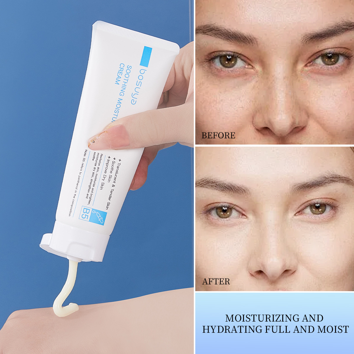 【 Cross-border Exclusive 】 Wholesale of bosuya Vitamin B5 Moisturizing Cream for moisturizing, refreshing, natural and firm skin full figure