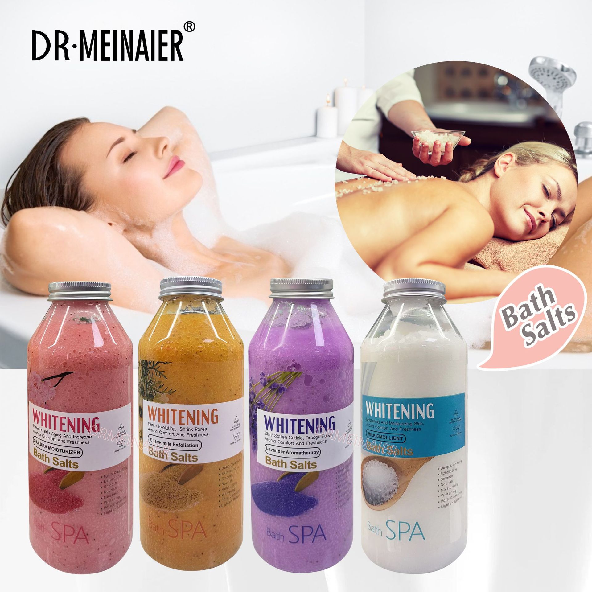 Cross-border 500g cherry blossom milk Scrub Bath Salt Bubble Sea Salt Fragrance Cleansing Exfoliation Body Scrub full figure