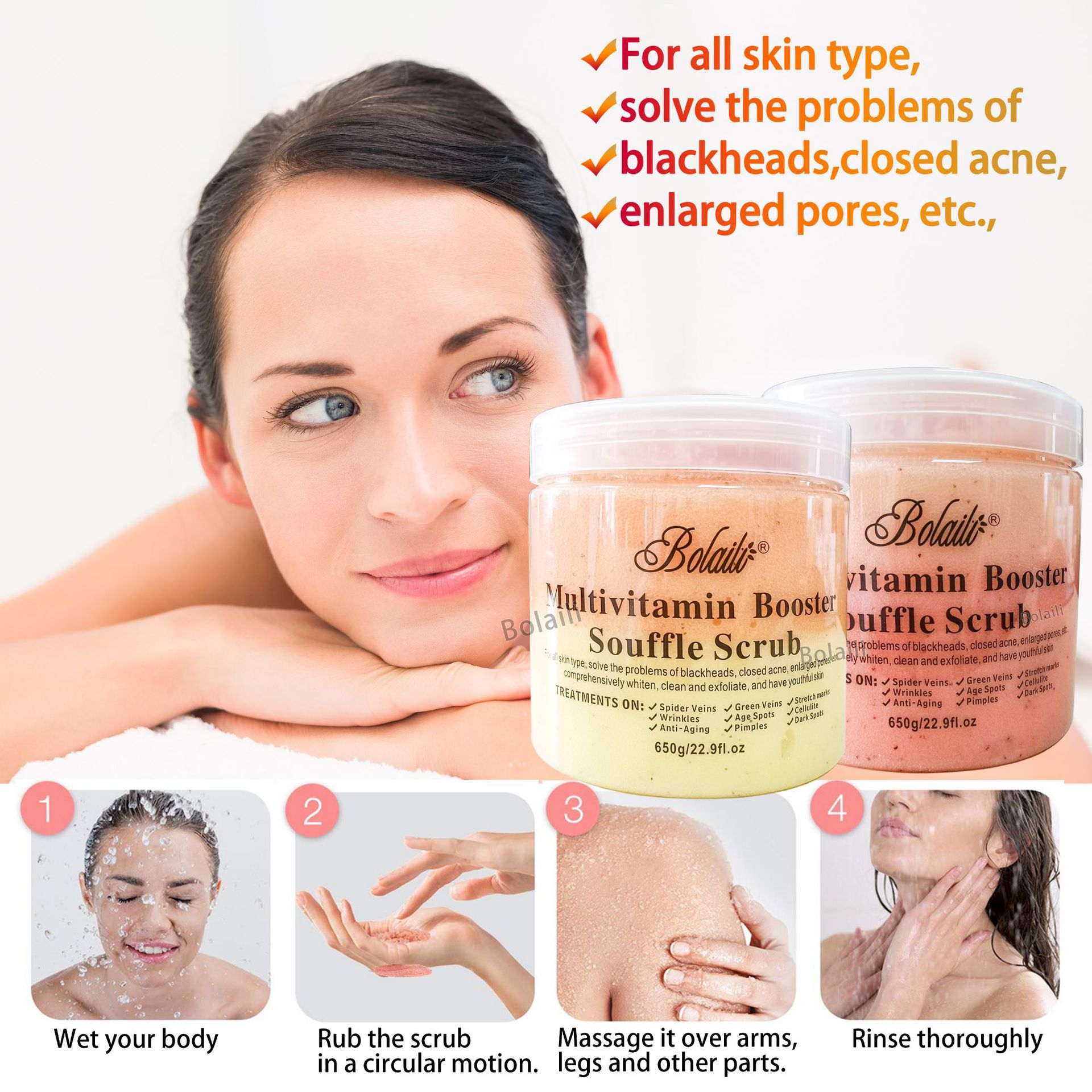 Cross-border dual-color flower and fruit tea ice cream Scrub Sea Salt Scrub Body Scrub Salt Bath Salt Wet Salt 650g wholesale Specification drawing