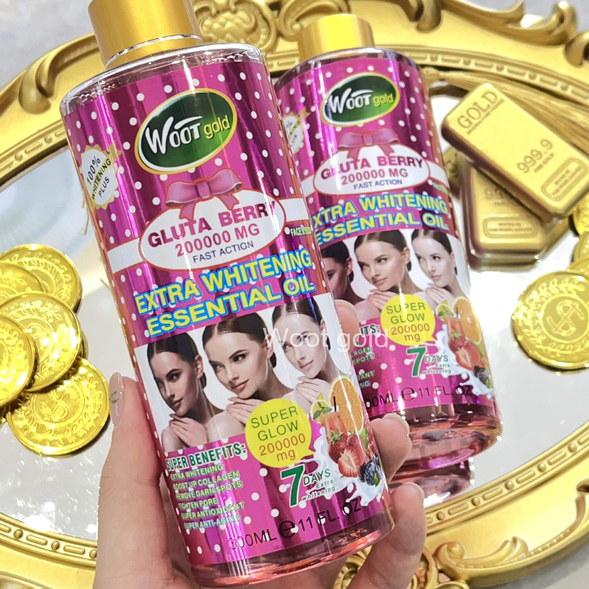 Cross-border Organic Fruit Vitamin Essential Oil Tassel Facial and Body SPA Moisturizing and Brightening Massage Oil 300ml Specification drawing
