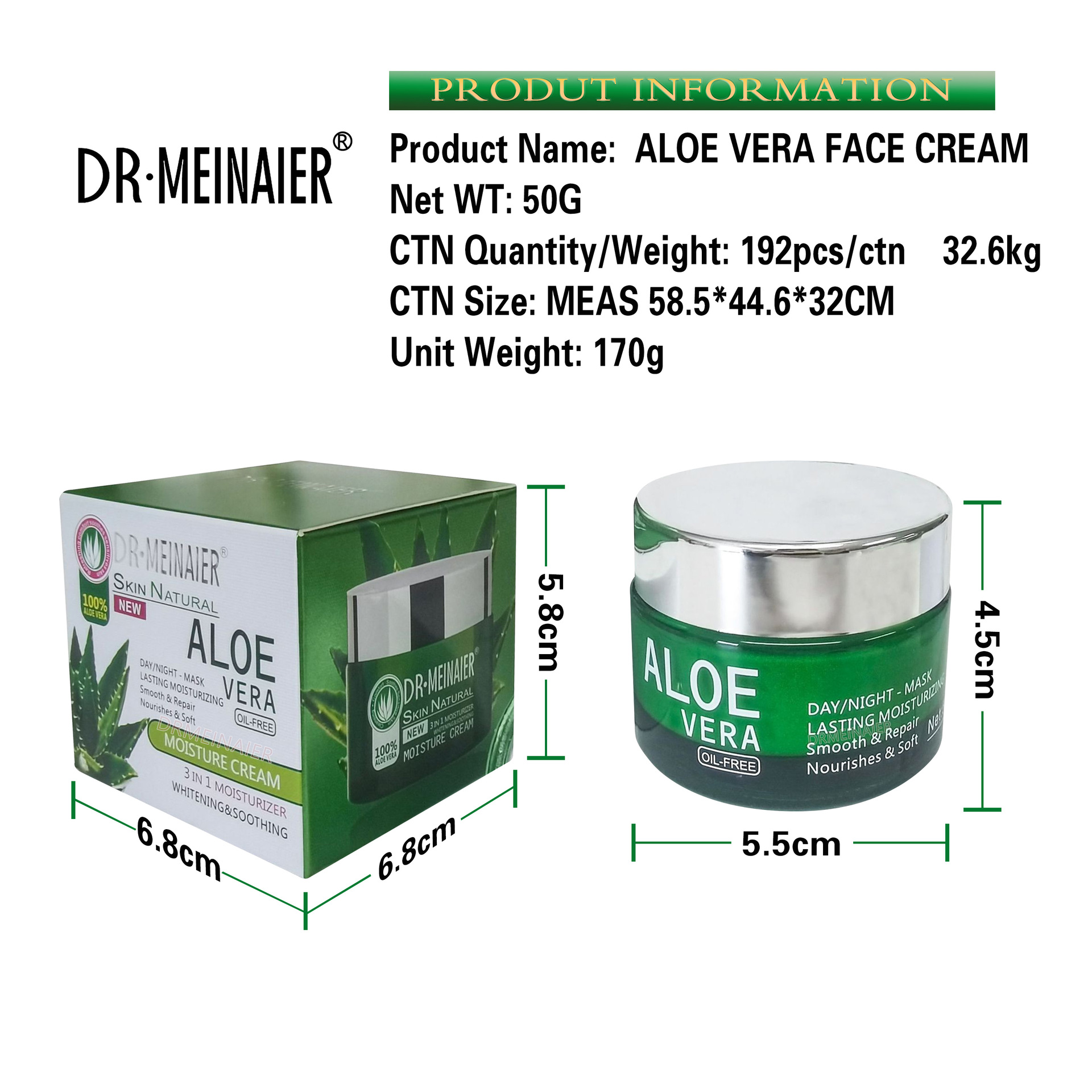 Cross-border exclusive aloe Vera Moisturizing Repair Cream, Essence Cream, Double Moisturizing Brightening Nourishing Cream, wholesale for export Item Picture