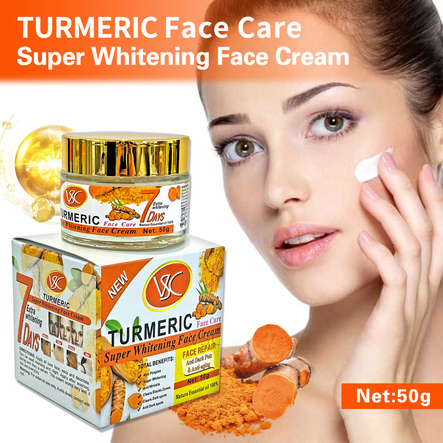 Cross-border Turmeric Collagen Cream 50g for reducing fine lines, brightening and firming the face, anti-wrinkle cream full figure