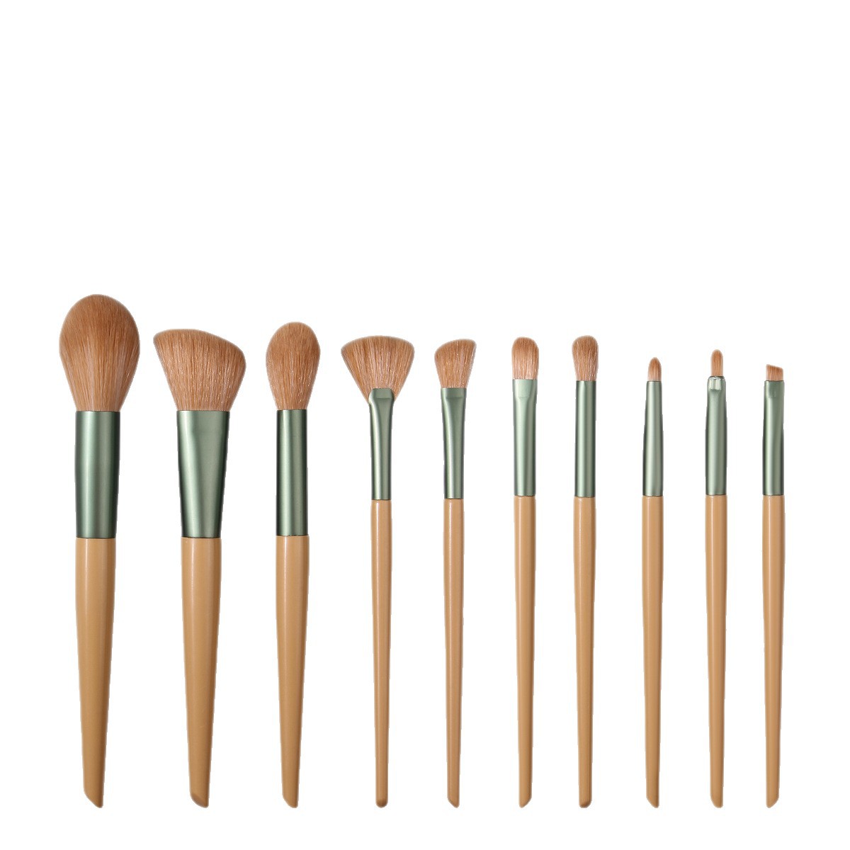 Beginner's 10-piece makeup brush set, storage bucket, soft bristle blush eyeshadow brush, highlight brush, portable facial set brush Item Picture