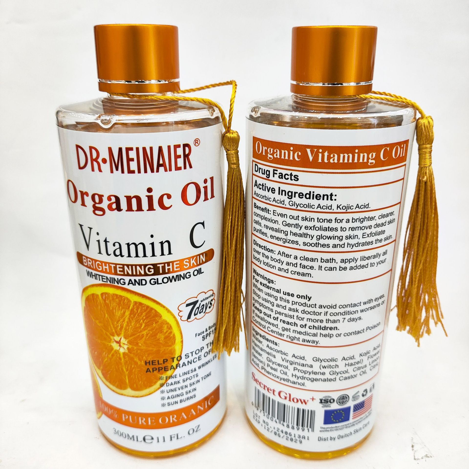 Wholesale of 300ml Cross-border Organic Tassel Almond Massage Oil and VC Carrot Facial and Body Massage Oil details Picture