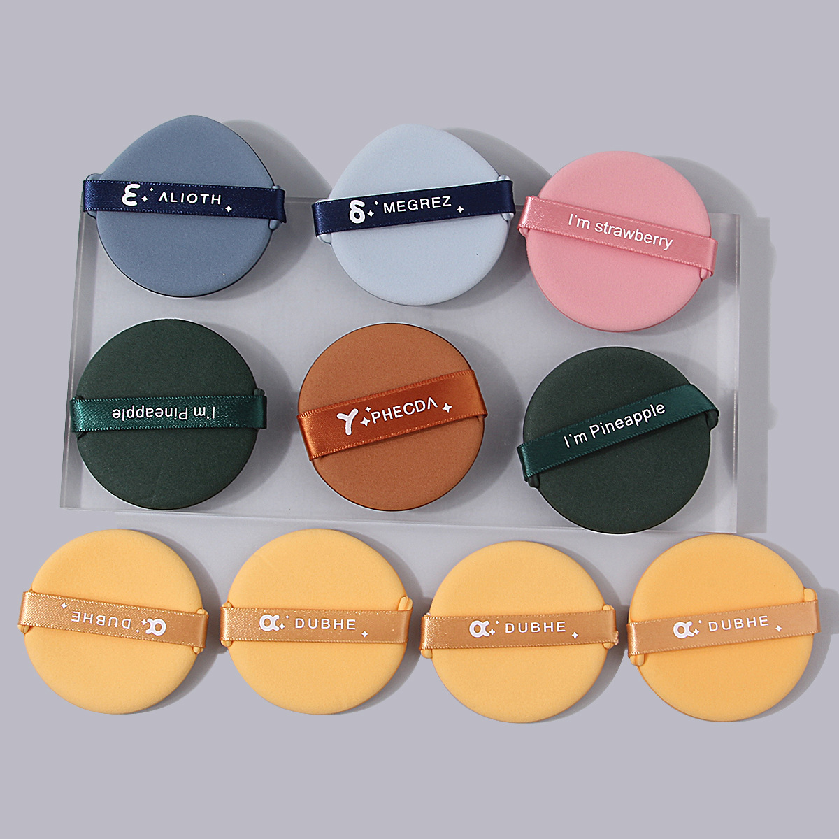 10 multi-color cushion powder puffs, super soft dry and wet dual-purpose loose powder puffs, honey powder puffs, portable daily setting powder puffs Specification drawing