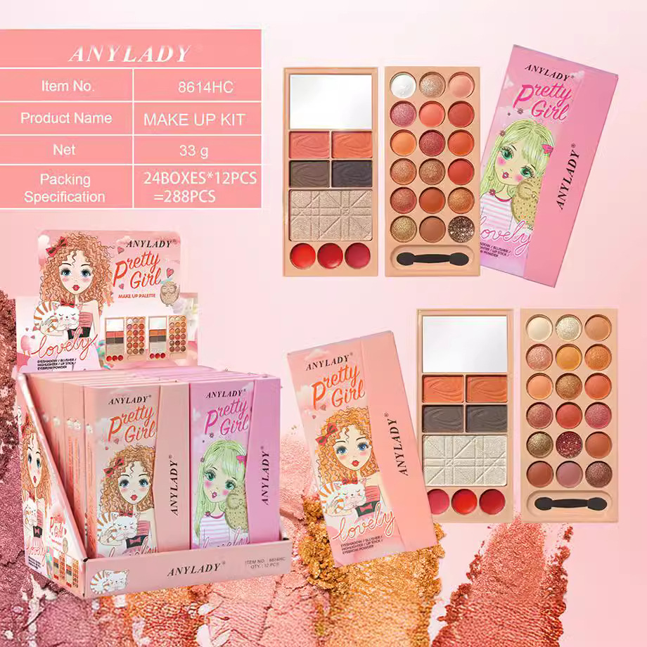 Only for export to foreign trade [ANYLADY] paper-based eyeshadow, blush, contouring and makeup set makeupSET matte Application Scenario