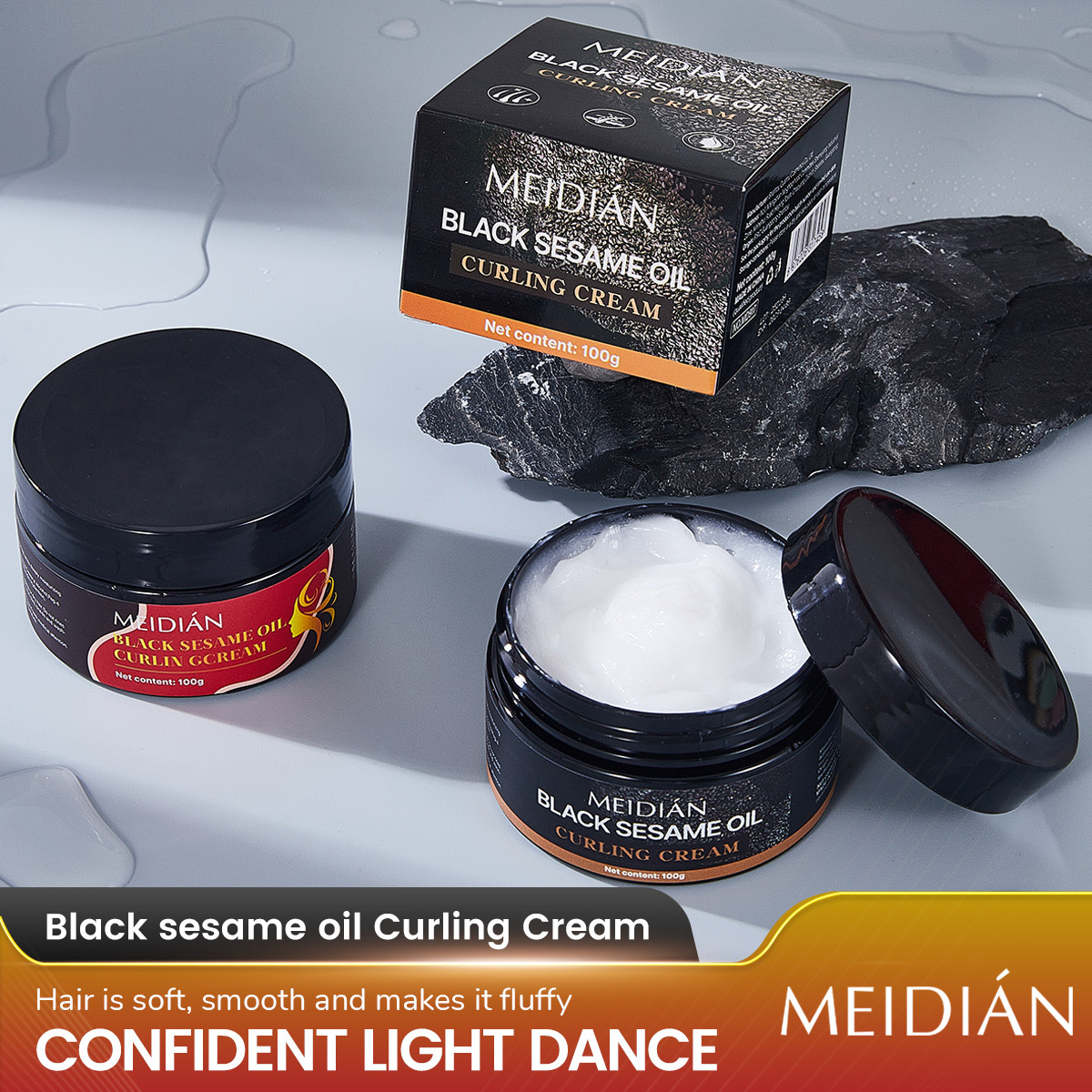Cross-border exclusive supply of Meidian Black Sesame Oil Hair Curling Cream Water Moisturizing Hair Mask Moisturizing, hydrating, softening Dry and frizzy hair Conditioner full figure
