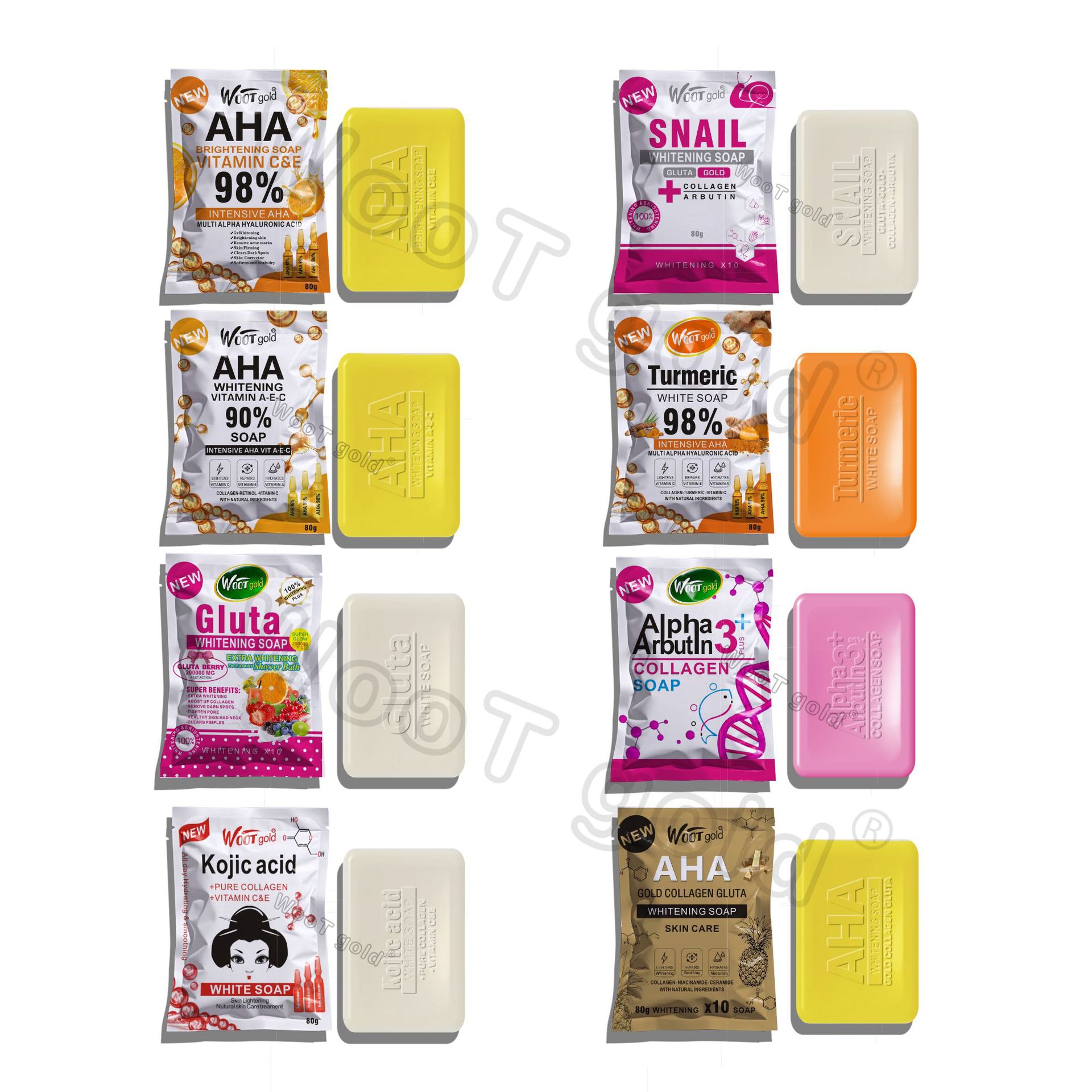 Cross-border trade turmeric soap, AHA fruit acid soap, soap, all-purpose soap for cleaning the whole body, 80g wholesale full figure