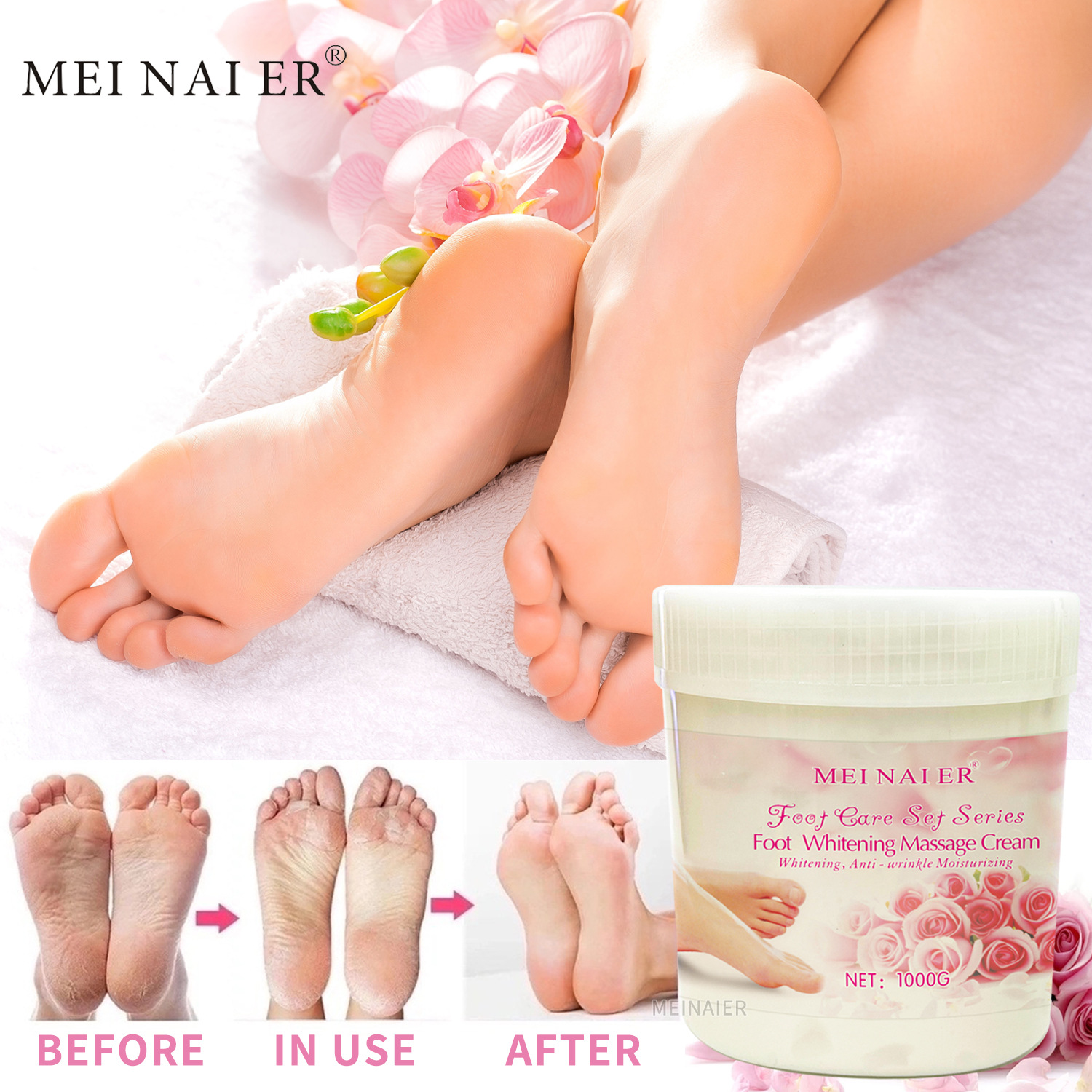 Cross-border Rose Foot Massage cream Deep Cleansing, Exfoliating, moisturizing and nourishing Massage cream Foot mask factory wholesale details Picture