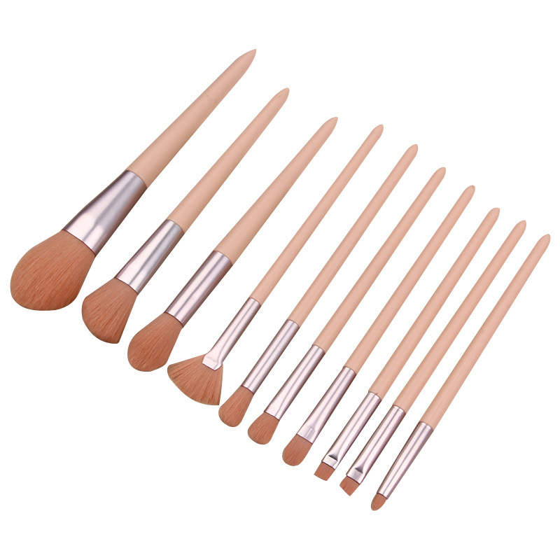 Powder Bridge 10-piece makeup brush set for beginners, full set of eyeshadow brushes, blush brushes, fan-shaped brushes, beauty tools wholesale Item Picture