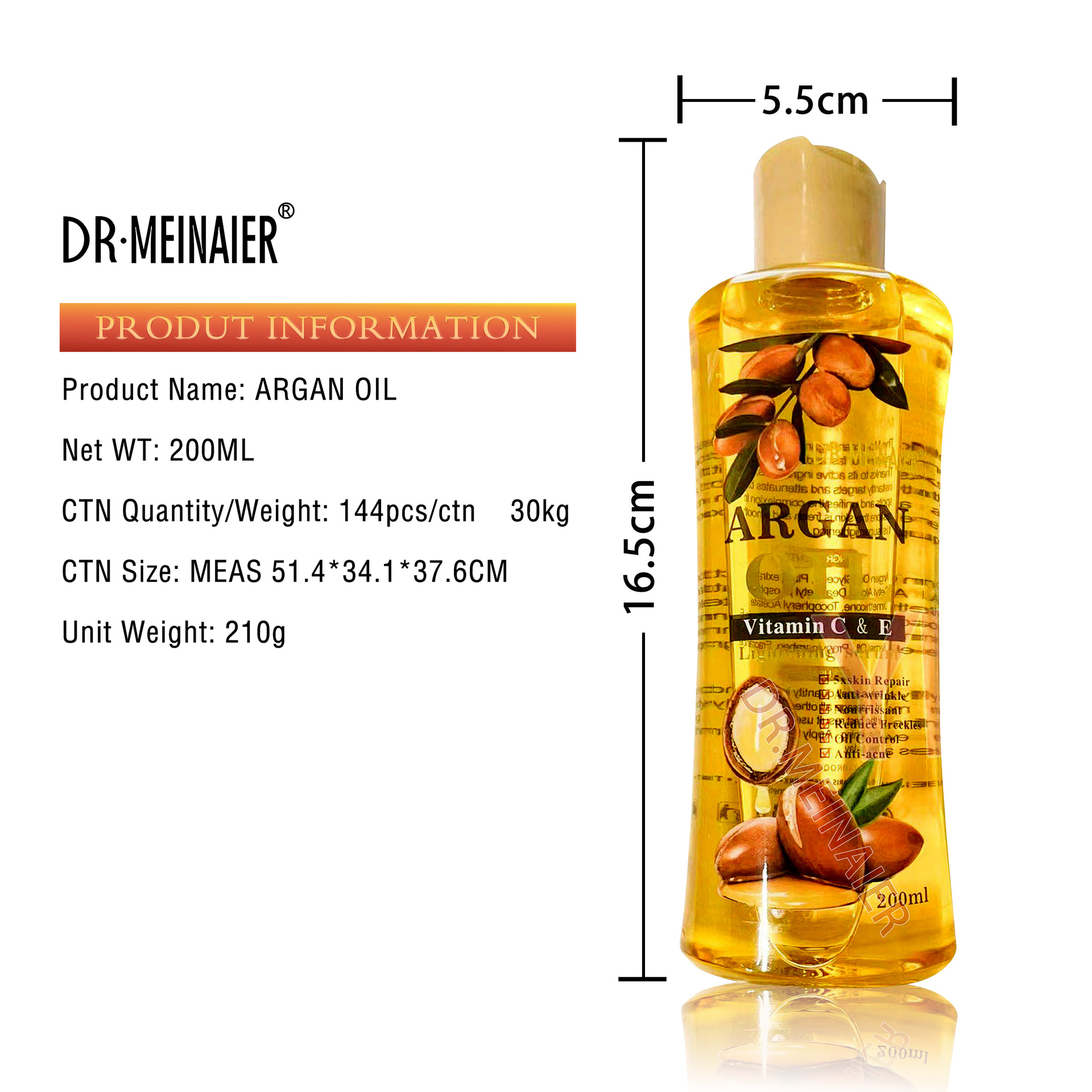 Cross-border Moroccan Argin Facial and Body Moisturizing Skin Care Massage Oil Softening Hair Care Plant Oil Batch 200ml Item Picture