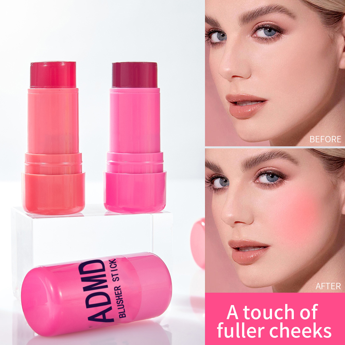 ADMD Jelly Blush Stick for Lip and Cheek Use, Clear, brightening and contouring Blush, Facial Blush stick Specification drawing