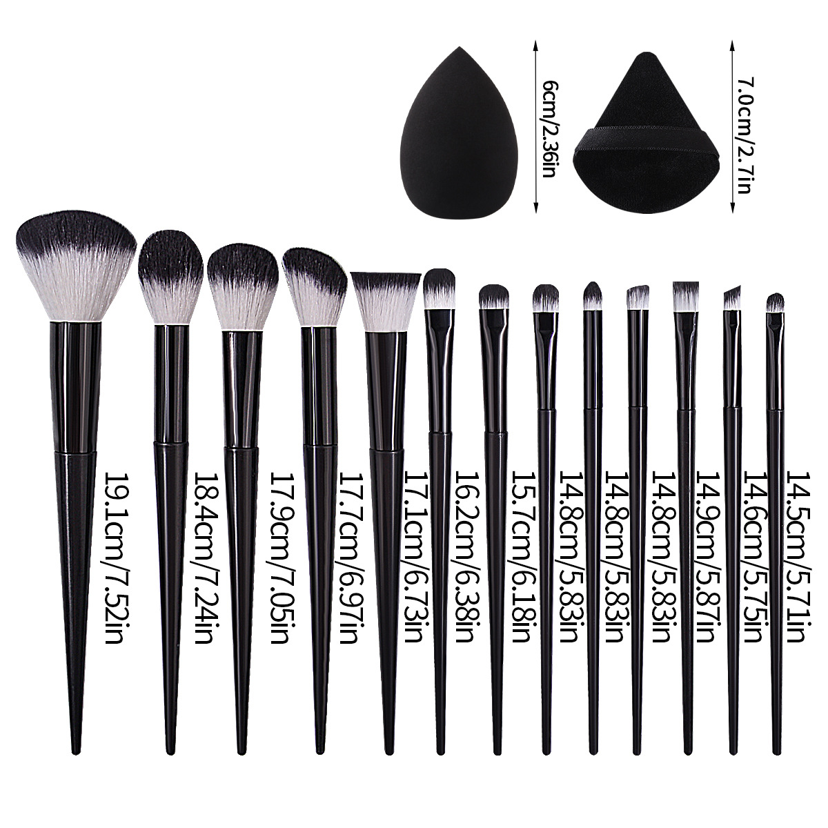 13-piece black makeup brush set, portable soft-bristled facial brush set, triangular powder puff makeup sponge egg set combination Application Scenario