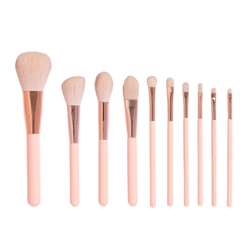 10-piece makeup brush set, zipper packaging, makeup brush, makeup bucket, eyeshadow brush, soft bristle loose powder brush, portable set brush Item Picture
