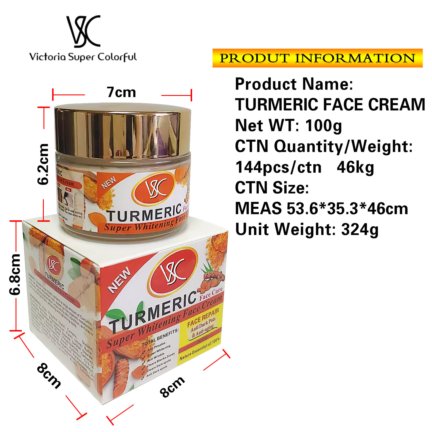 Export brightening and moisturizing Carrot Face cream, Hydrating, firming and Nourishing Almond Turmeric Face Cream, factory wholesale Moisturizing cream Item Picture