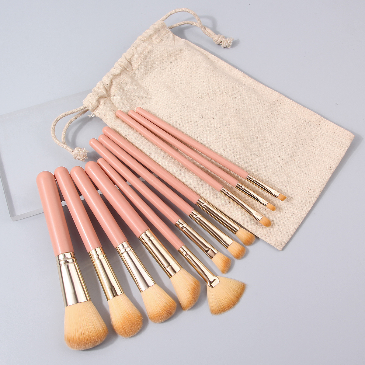 New 11-piece makeup brush set in a cloth bag, super soft loose powder blush eyeshadow brush, beginner's beauty tool Specification drawing