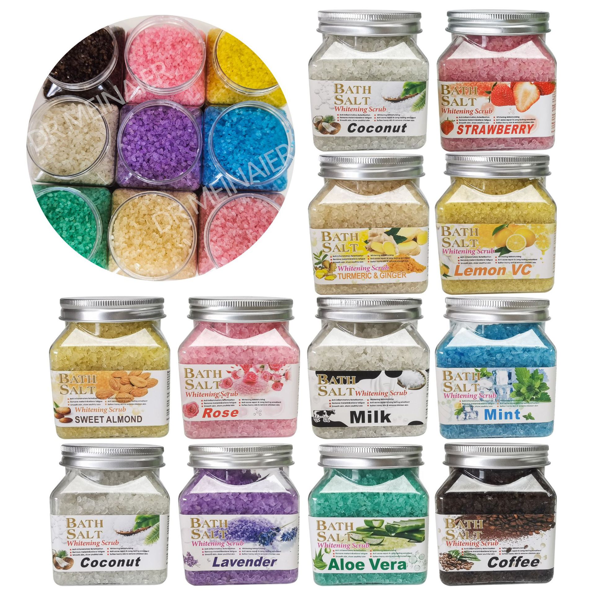 Cross-border SPA, aromatic crystal salt, coarse grain foot bath scrub, exfoliating chicken skin, bath cleaning, coarse salt for export Specification drawing