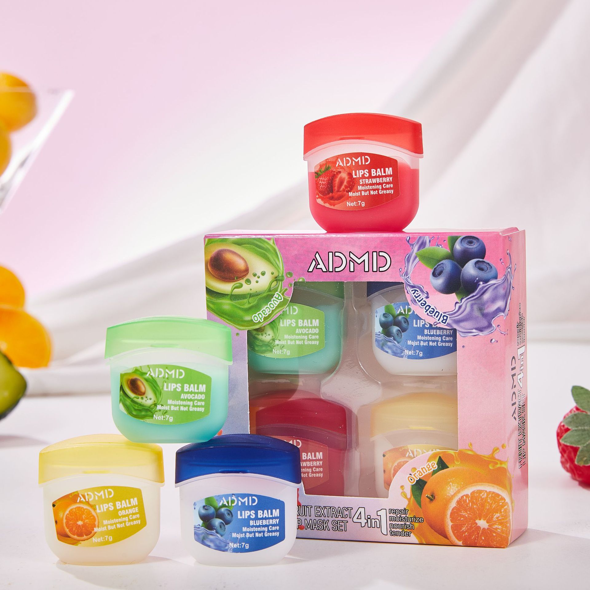 ADMD Foreign Trade English version cross-border TEMU 4-piece lip mask Set for autumn and winter Moisturizing and drying lipsticks Factory wholesale Specification drawing