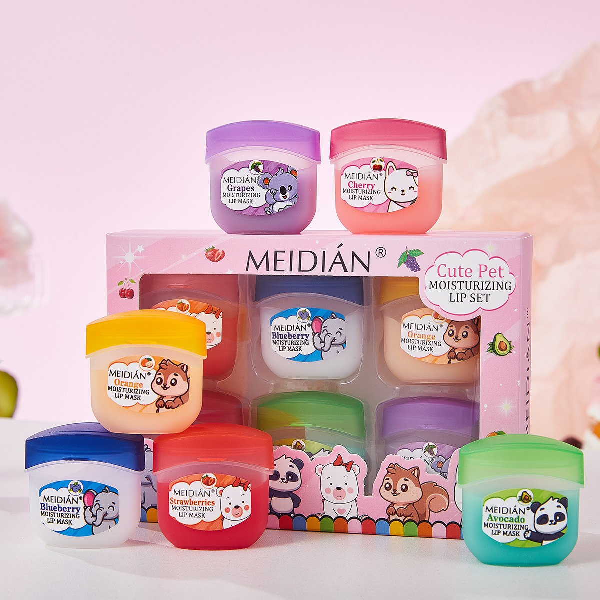 Cross-border exclusive Meidian 6-piece lip mask Lip Color Hydrating, Moisturizing and reducing lip Lines Set for hydrating and moisturizing full figure