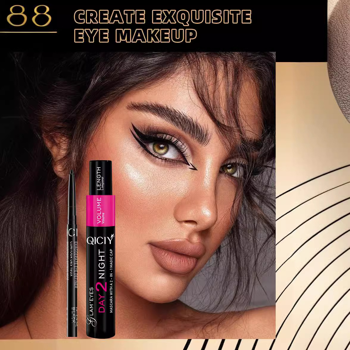 【 Mascara + Eyeliner Pen 】QICIY Cross-border Amazon Best-selling eyelash and eyeliner Set, Eye Makeup set wholesale details Picture