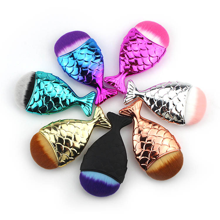 Single fishtail makeup brush, soft bristle foundation brush, mermaid brush, beauty tools wholesale, setting makeup, cross-border hot sales Application Scenario