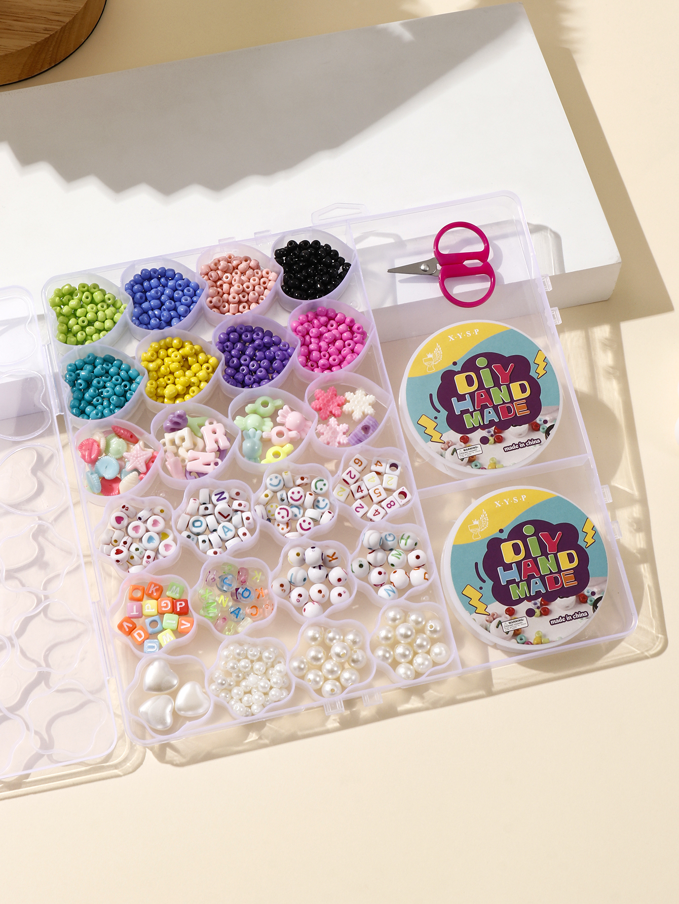 Cross-border beaded toy necklace bracelet, children's beaded stringing, girls' diy handmade set box 3 details Picture