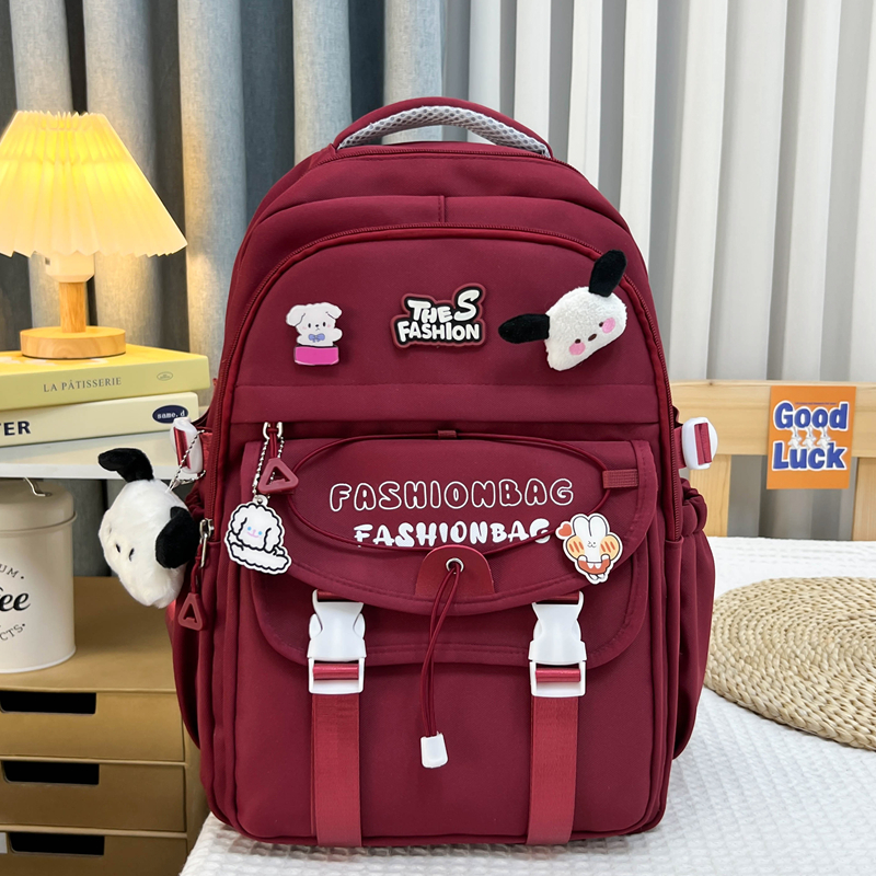 休闲双肩包书包大容量耐用旅行背包男女双肩包单肩包跨境新款双肩背包时尚挂件学生书包时尚潮流中学生书包减压防水书包广州双肩包