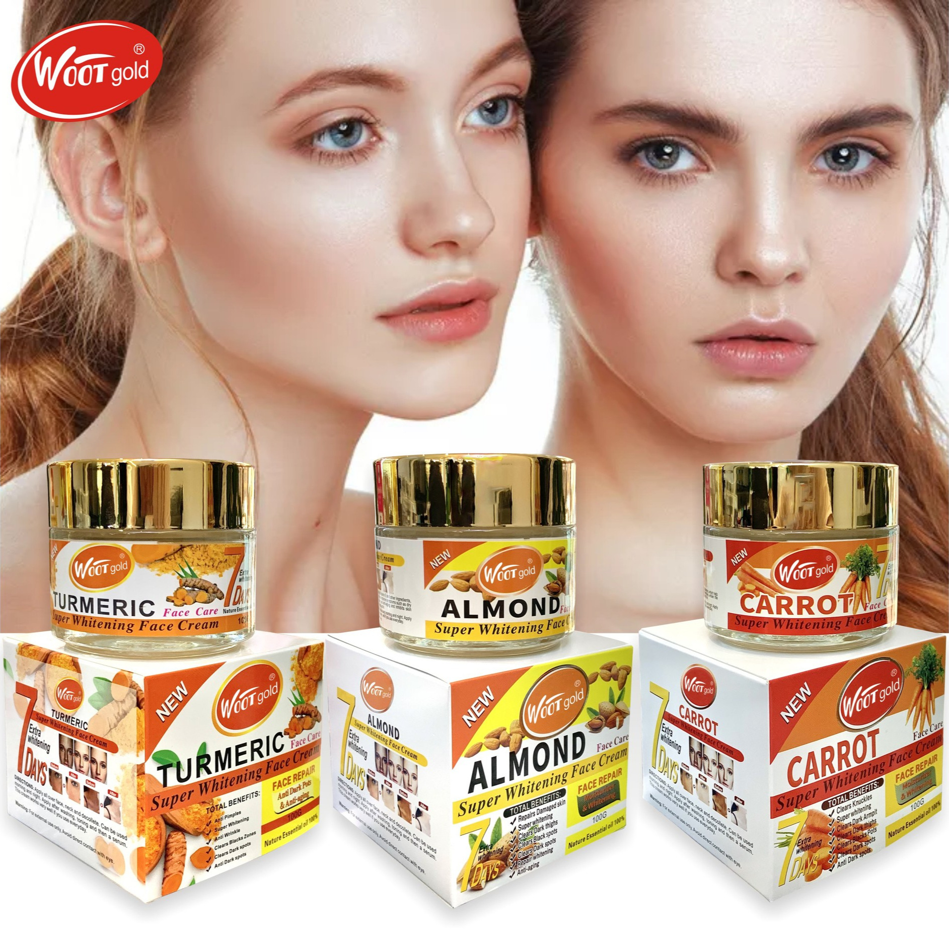 Cross-border face cream Turmeric Cream 100G Brightening, Darkening, Moisturizing, Hydrating and Firming Almond Moisturizing Lotion full figure