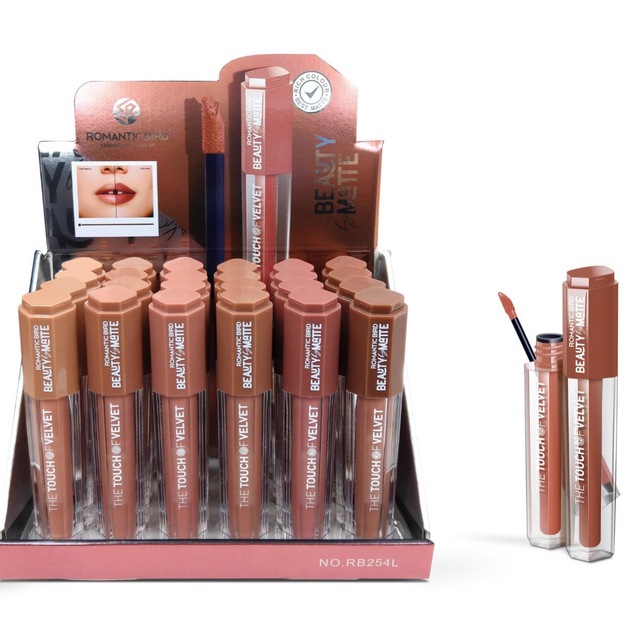 Only export collection [ROMANTIC BIRD] Nude series Lip gloss 6-color mixed pack LIPGLOS long-lasting full figure