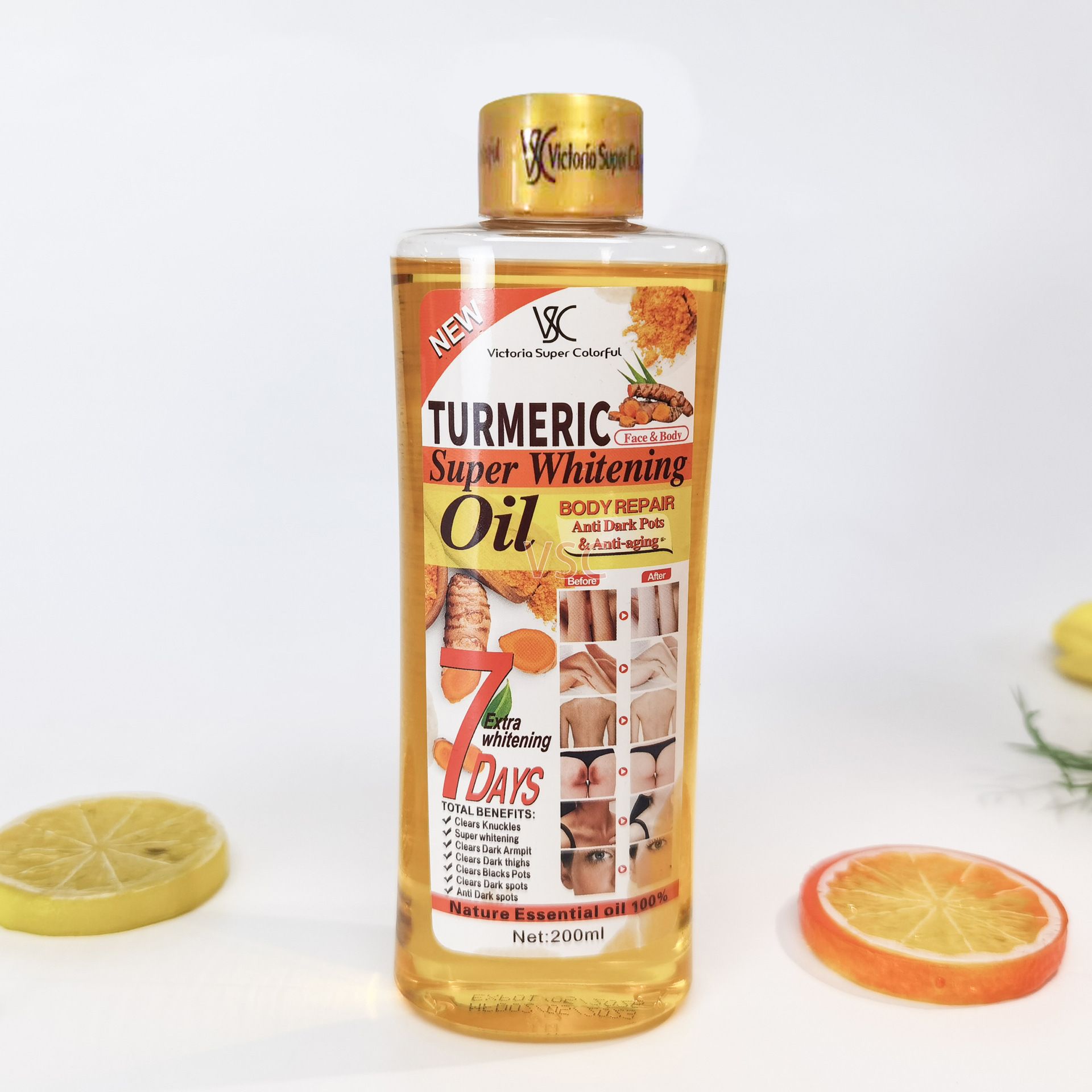 Cross-border foreign Trade 7-day Turmeric essential Oil Moisturizes and unblocks meridians, generates heat, Ginger Oil for full-body massage, 200ml details Picture
